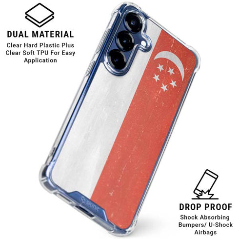 Singapore Flag Distressed Galaxy S25 Clear Case